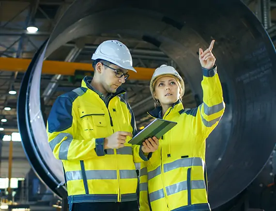 Worker submitting digital form of maintenance checklist